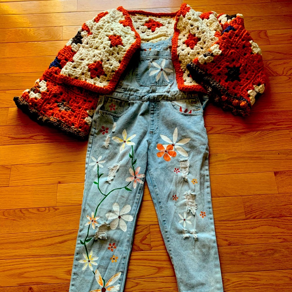 Hand painted Forever 21 overalls
